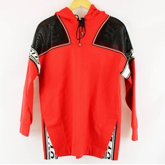 Gizia Sport M2C017 Hooded Athletic Blouse With Mesh Shoulders In Red - Women's 4 - Picture 1 of 15
